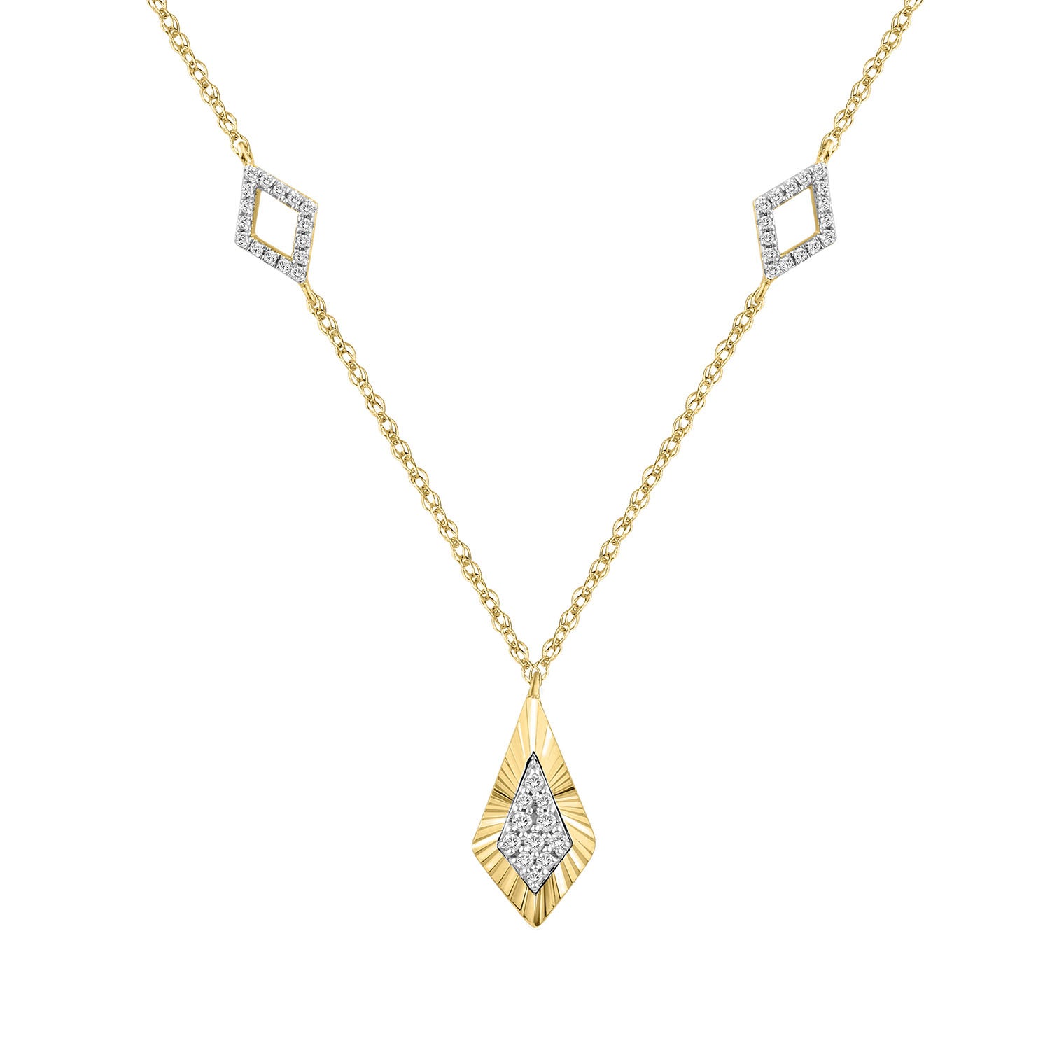 LADIES NECKLACE 0.25CT ROUND DIAMOND 10K YELLOW GOLD