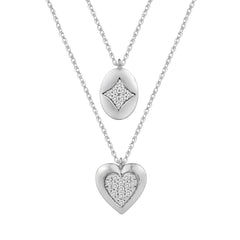 LADIES NECKLACE 0.10CT ROUND DIAMOND 10K WHITE GOLD