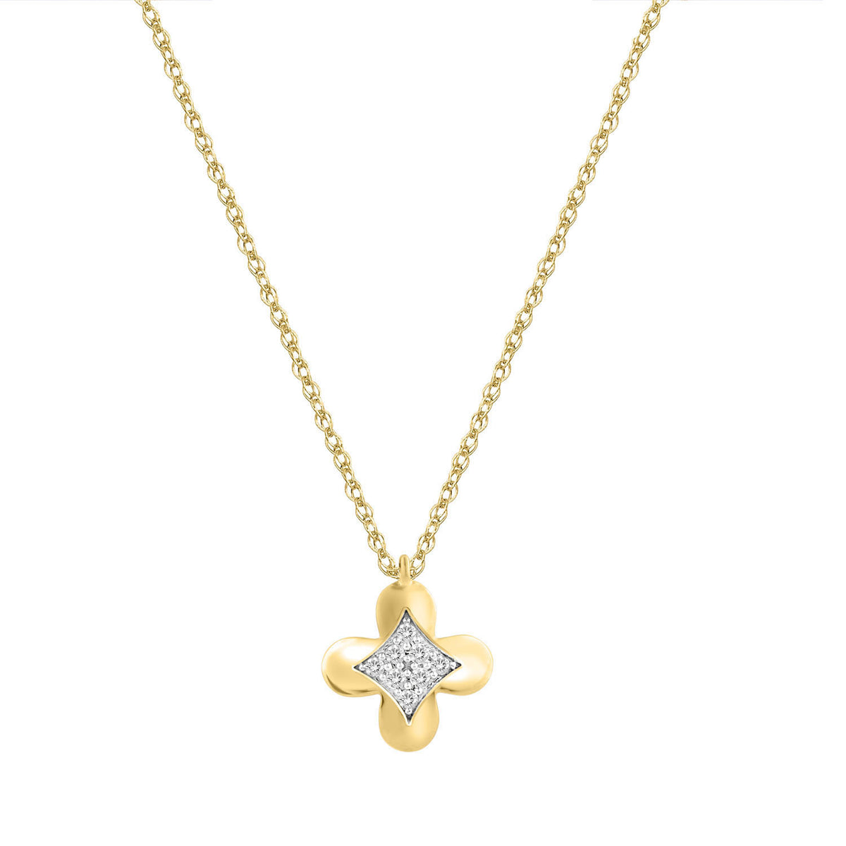 LADIES NECKLACE 0.10CT ROUND DIAMOND 10K YELLOW GOLD