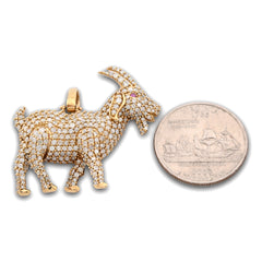 Mens 10k Yellow Gold GOAT 4CTW Natural Diamond Pendant 9.9gms Charm