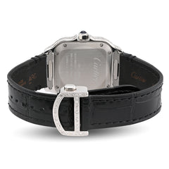 Mens Cartier Santos 35MM 4.5CTW Natural Diamond Leather Strap Band Tiffany Blue Face Watch