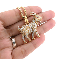 Mens 10k Yellow Gold GOAT 4CTW Natural Diamond Pendant 9.9gms Charm