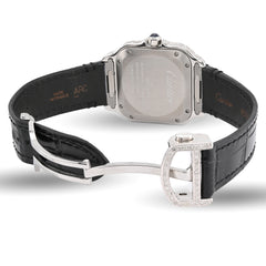 Mens Cartier Santos 35MM 4.5CTW Natural Diamond Leather Strap Band Tiffany Blue Face Watch