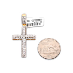 Mens 10k Gold 1.50CTW Natural Diamond Illusion Set Cross Charm Religious Pendant 4gms