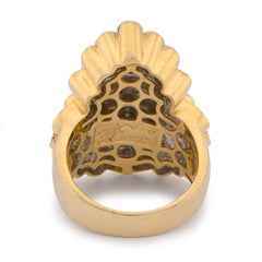 10k Yellow Gold 1.05CTW Natural Diamond Indian Tribe Baguette Mens Ring 13.6g