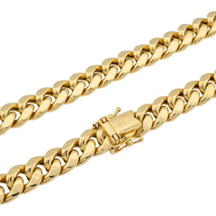 10k Yellow Gold Hollow Miami Cuban Chain 4.2gms to 186gms Necklace 3MM to 17MM Lengths Available 16" to 30"
