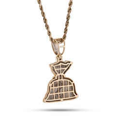 10k Yellow Gold Money Bag "$" 1.5CTW Natural Diamond Mens Charm Pendant 4.7gms