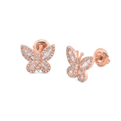 Pure 10k Rose Gold 0.46CTW Natural Diamond Butterfly 2.2g Studs Womens Earring