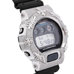 Casio G-Shock DW-6900 3.5 CT Natural Diamond Iced Out White Chrome Heart Cross Watch