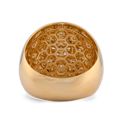 Round Flower Cluster 1.05CTW Natural Diamond 10k Gold Mens Pinky Ring 11.2g