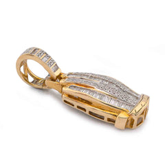 Mens Religious Praying Hands 0.50CTW Natural Diamond 10k Gold Baguette/Round Pendant Charm 3.8gm