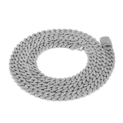 7MM 925 Sterling Silver 8.10CTW Natural Diamond Round Cuban Chain 22" Mens Necklace 43.7gms