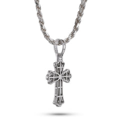 10k White Gold 0.60CTW Natural Diamond Budded Cross Pendant 3.2g Religious Charm