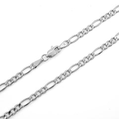 10k White Gold Solid Figaro Chain 2MM to 11.5MM Necklaces From 2.2gms to 93.9gms  Available Lengths 14" to 30"