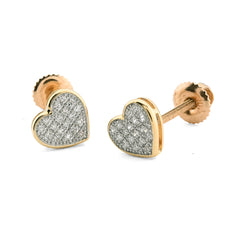 10k Yellow Gold 0.10 CTW Natural Diamond Heart Shaped Earring Womens 1gm Studs