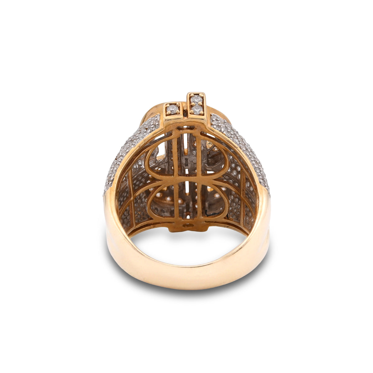 10k Gold Dollar Sign "$" 2.75CTW Natural Diamond Side Iced Mens Pinky Ring 10gms