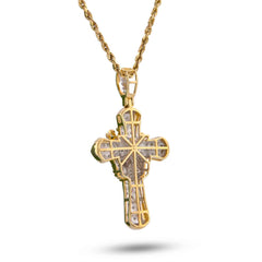 Mens 10k Yellow Gold 1CTW Natural Diamond Cross Pendant Lion Face w/ Crown Centre Pendant 6.6gm
