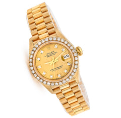 Rolex 26MM Presidential 18K Gold Diamond Bezel/Dial Champagne Face All Original Watch