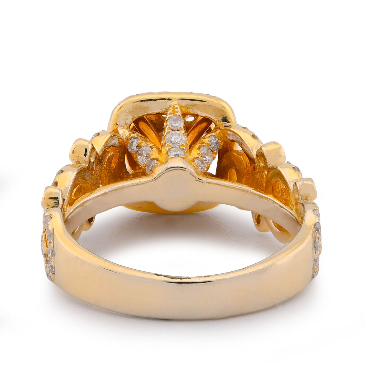 Round Solitaire Rectangular Halo Side Design 2.5CTW Natural Diamond Womens Ring 14k Yellow Gold 6.1gm