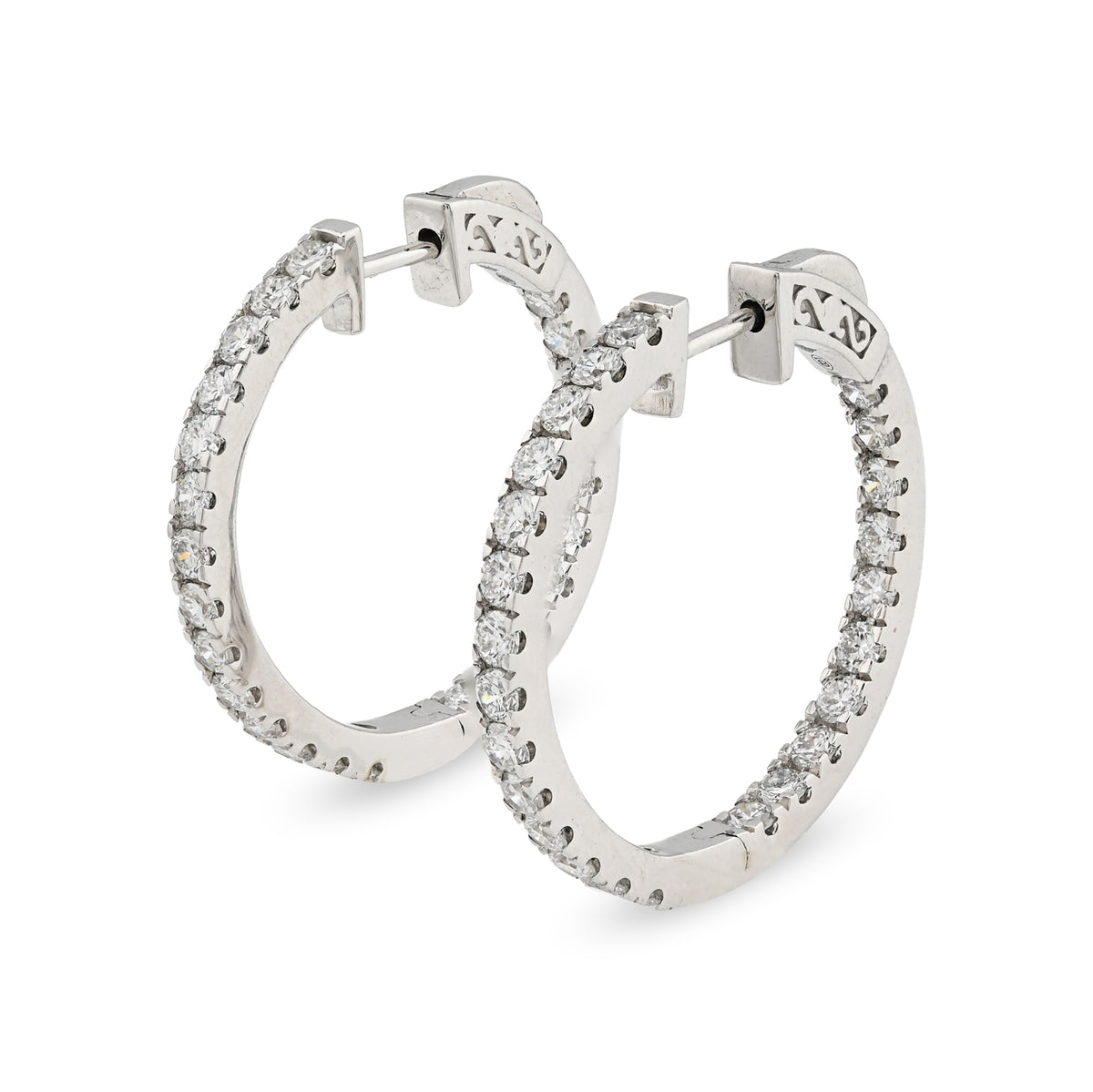 925 Sterling Silver 2 CTW Lab Diamond Hoop Earring Womens Studs 6gms