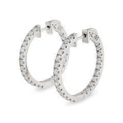 925 Sterling Silver 2 CTW Lab Diamond Hoop Earring Womens Studs 6gms