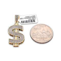 10k Gold 0.75CTW Natural Diamond "$" Pendant Mens Charm 4.8gms