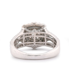10k White Gold 1.5CTW Halo Cluster Centre Round Solitaire Natural Diamond Womens Wedding Ring 4.1g