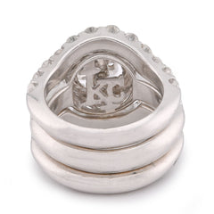 Flower Cluster Round Halo Natural Diamond 7CTW Womens Ring w/ Band 14k White Gold 17.6gms