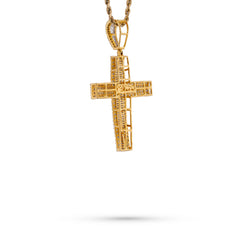 10k Yellow Gold 1.85CTW Baguette Natural Diamond Cross Pendant Religious Charm 5.4gms