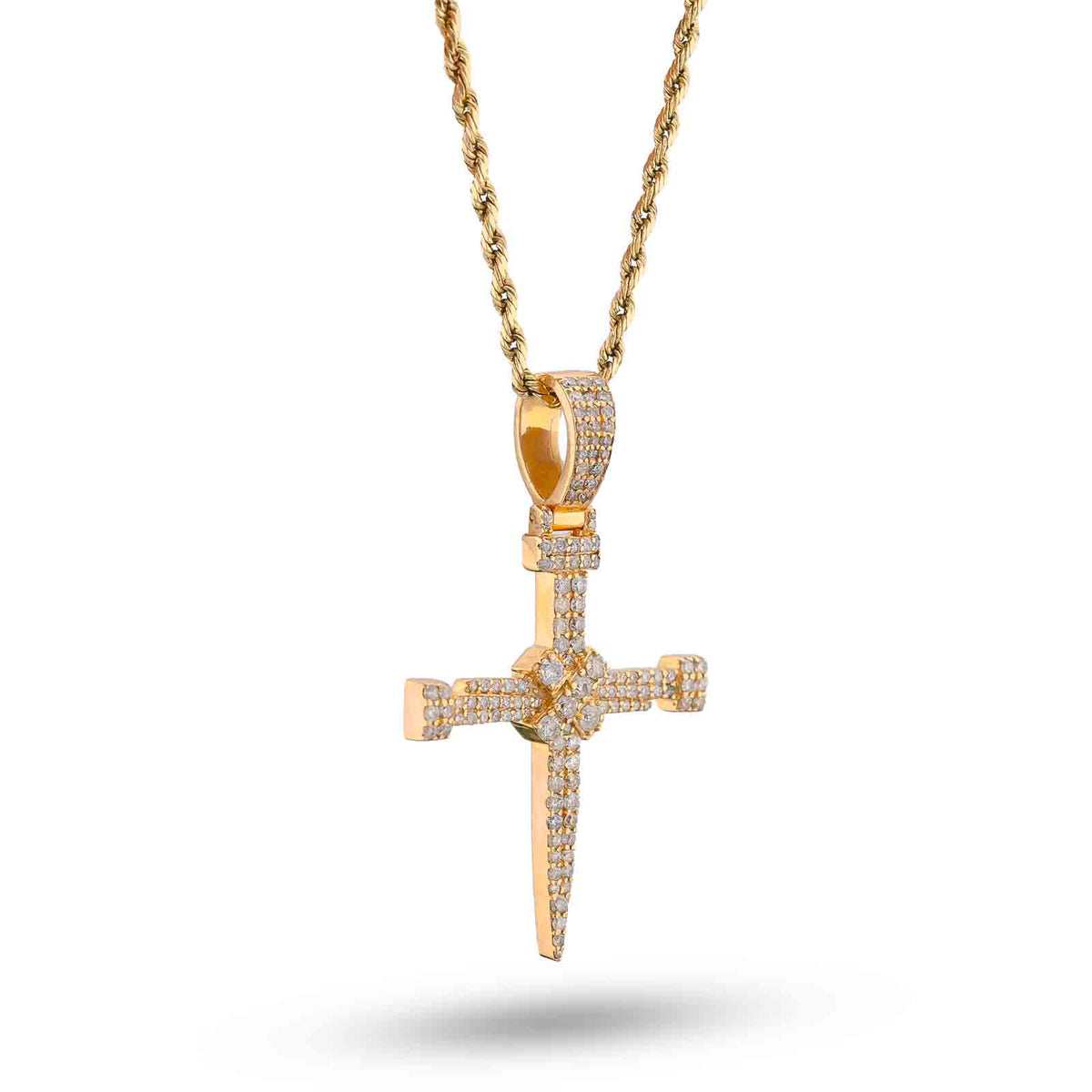 Nail Cross 2CTW Natural Diamond 10k Gold Charm Pendant 6.3g For Mens