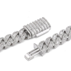 12MM 925 Sterling Silver 16.25CTW Natural Diamond Baguette Cuban Link Chain 22" 95.1g Necklace