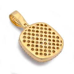 10k Yellow Gold 2CTW Natural Diamond Ice Tray Style Dog Tag Charm Round/Baguette Pendant 10.1g