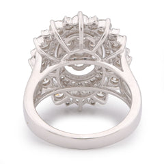 Flower Shape Cluster Centre Natural Diamond 4.86CTW Women Ring 14k White Gold 9.7gms