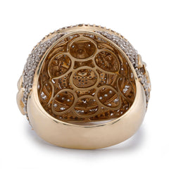 10k Yellow Gold 2.98CTW Round/Baguette Natural Diamond Lion Head/Paws Round Shape Men Pinky Ring 13.1gms