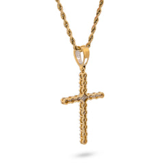 10k Yellow Gold 0.50CTW Natural Diamond Prong Set Cross Pendant Mens Religious Charm 2.9g