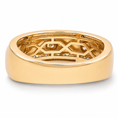 14k Yellow Gold 3 Stone Centre 2 Row Edge Lab Diamond Mens Ring Band 7.6gm