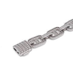 17MM 925 Sterling Silver 2.60CTW Natural Diamond Illusion Chain Link Mens Bracelet 8.5" 72.8gms
