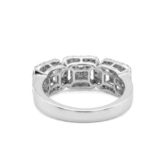 Rectangular 3 Link Natural Diamond 10k White Gold 1CTW Baguette Centre Mens Pinky Ring 4g