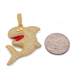 Mens Shark 5CTW Natural Diamond 10k Gold  Pendant Charm 18.2gms