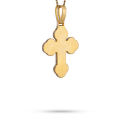 10k Yellow Gold 8.95CTW Emerald Natural Diamond Budded Cross Pendant Men Religious Charm 35.1gms