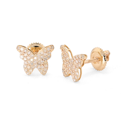 14k Yellow Gold 0.38CTW Natural Diamond Butterfly Studs Womens 1.17g Earring