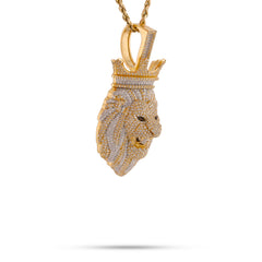 10k Yellow Gold 2.20CT Natural Diamond Roaring Lion Crown Pendant Animal 14.2gm Charm