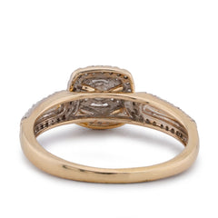 10k Yellow Gold 1.25CTW Natural Diamond Solitaire Centre Halo Square Womens Ring 3.1gms