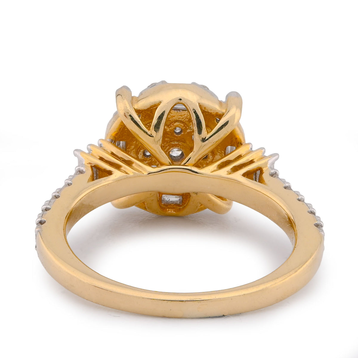 1CTW Natural Diamond Cluster Flower Set Women Ring 10k Yellow Gold 5.6gms