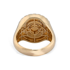 10k Gold Dollar Sign $ Round 0.70CTW Natural Diamond Cuban Edge Mens Pinky Ring 9.6gms
