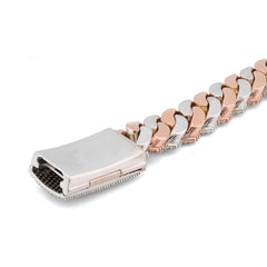 Mens 12MM 10k Rose/White Gold 11.70CTW Natural Diamond Snake Cuban Link 8" Bracelet 109.6gms