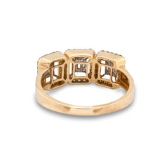 Rectangular 3 Link 1CTW Natural Diamond 10k Yellow Gold Baguette Centre Men Pinky Ring 4.1g