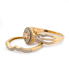 Round Halo Diamond Women Ring w/ Band Natural 1.29CTW 10k Yellow Gold 4.1gms