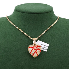 10k Yellow Gold 1.75CTW Natural Diamond Heart Womens Pendant 4.1gm Charm