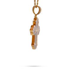 10k Yellow Gold 1.5CTW Natural Diamond Baguette CentreCross Pendant Religious 9.8g Charm